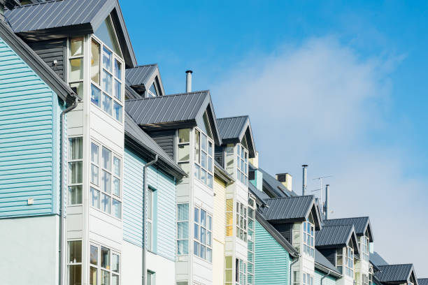 istock Modern residential house facade against blue sky 651447160