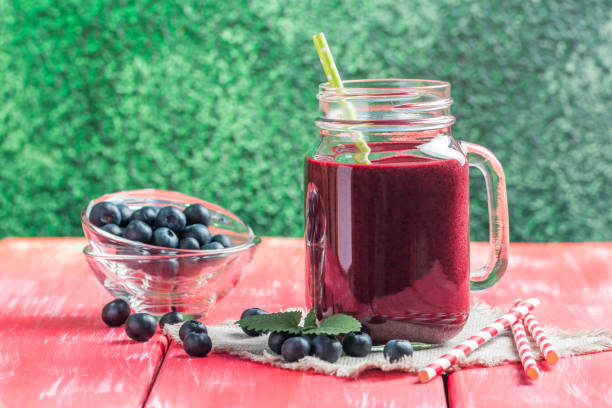 istock Blueberry smoothie in a glass 651454556