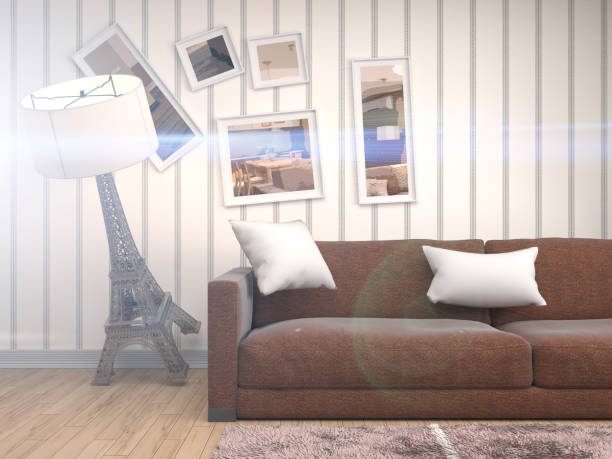istock Zero Gravity furniture hovering in living room. 3D Illustration 651512040