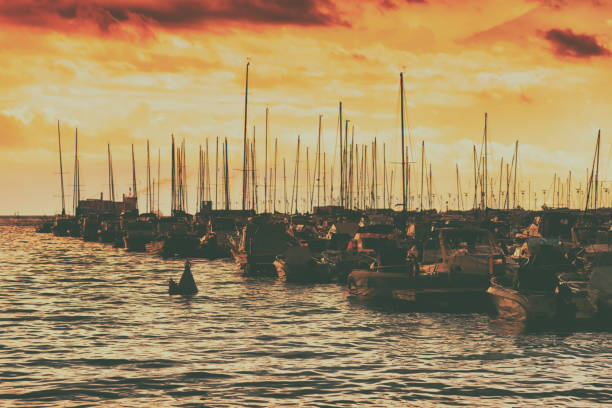 istock Yachts in the Bay at sunset 651513598
