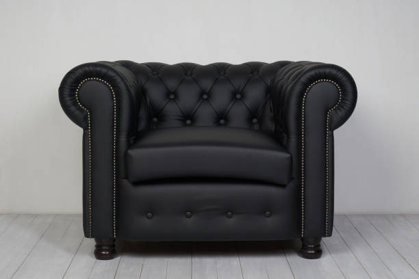 istock Black leather armchair 651513908