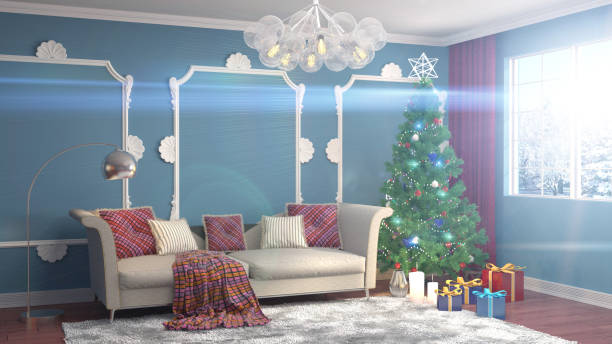 istock Christmas tree with decorations in the living room. 3d illustration 651525348