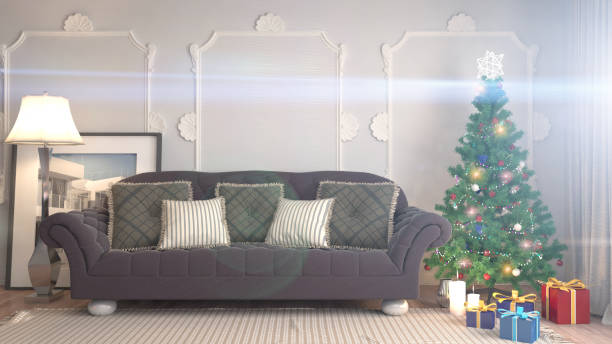 istock Christmas tree with decorations in the living room. 3d illustration 651526456