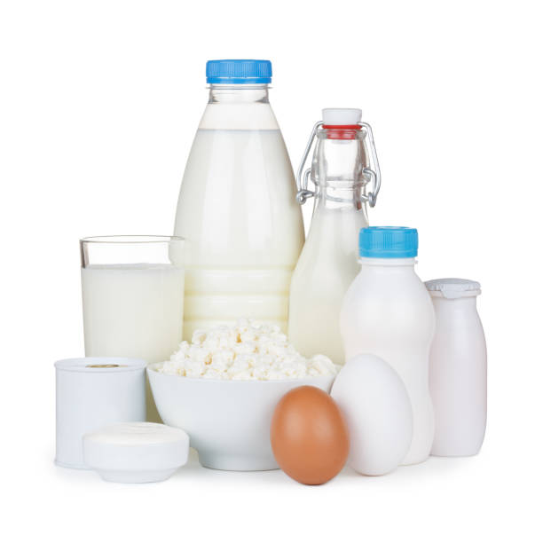 istock Dairy products isolated on white 651595058