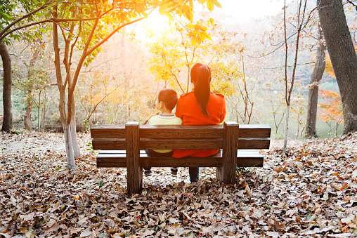 Scenic view of beautiful Montsouris park in Paris, France on a bright fall day in November