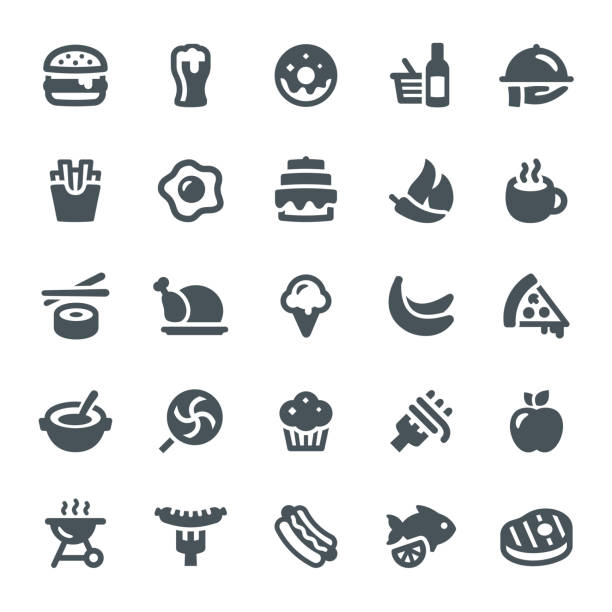 essen und trinken-icons - tea sausage stock-grafiken, -clipart, -cartoons und -symbole