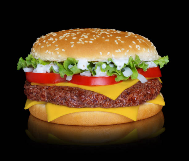 istock Hamburger isolated on black 651638618