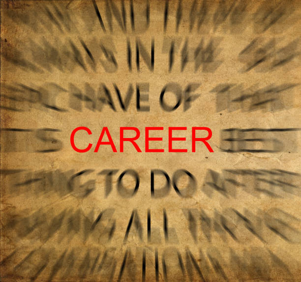 istock Blured text on vintage paper with focus on CAREER 651715862