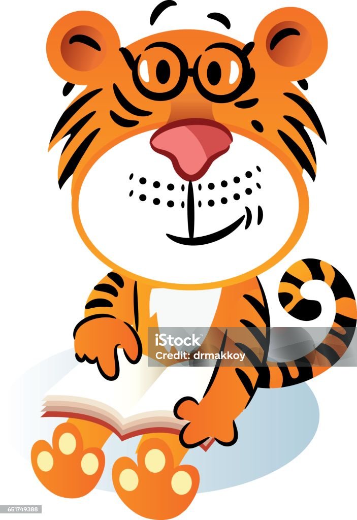 The Tiger Kid Reading The Book Stock Illustration - Download Image Now