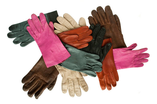 istock Colorful leather gloves isolated on white 651754522