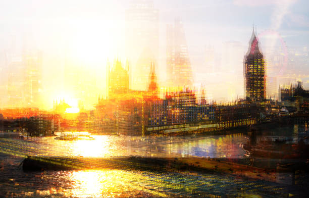 istock London skyscrapers and Big Ben, multiple exposure image. Business concept 651764690