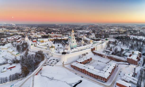 istock Panoramic aerial view on Trinity St. Sergy Monastery at winter 651764928