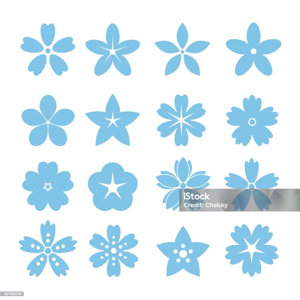 Set of flat icon flower icons Set of flat icon flower icons in silhouette isolated on white. Cute retro design in bright colors for stickers, labels, tags, gift wrapping paper. Flower stock vector