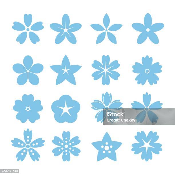 Set Of Flat Icon Flower Icons Stock Illustration - Download Image Now - Flower, Abstract, Art