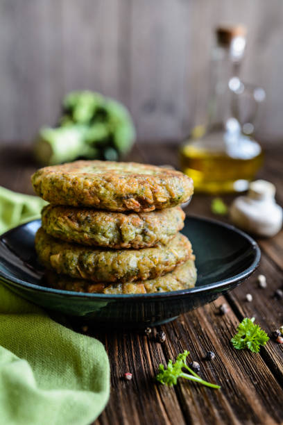 istock Broccoli burgers with mushrooms 651786644