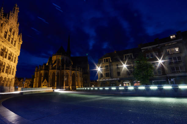 The beautiful leuven center nighttime long exposure