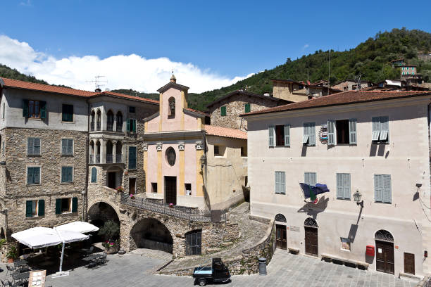 istock Apricale medieval village a with a lovely central piazza. 651798734