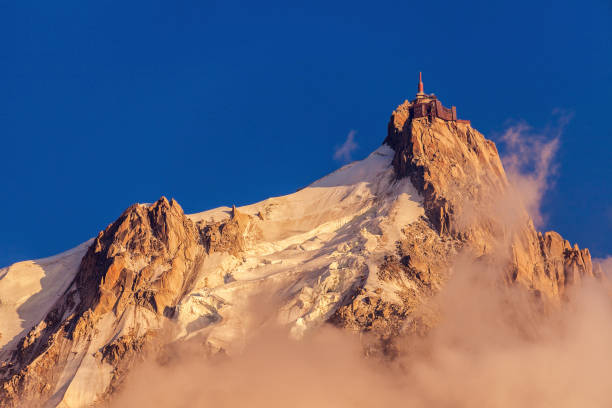 Alps peaks in Chamonix area - Aiguille du Midi. Chamonix, Auvergne-Rhone-Alpes, France.