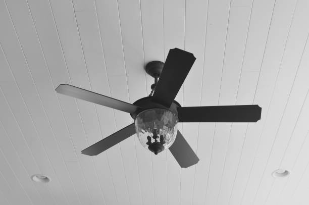 Ceiling Fan on Porch Black ceiling fan on porch. ceiling fan stock pictures, royalty-free photos & images