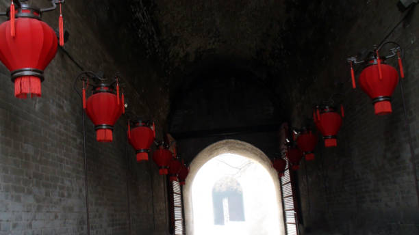 陝西省東アジアの西安古代都市の壁で中国のランタン - china xian chinese lantern wall ストックフォトと画像