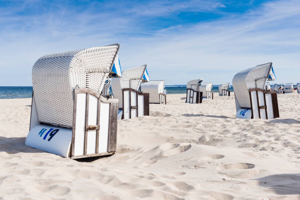 Beach - chairs on the beach. Germany. stock photo