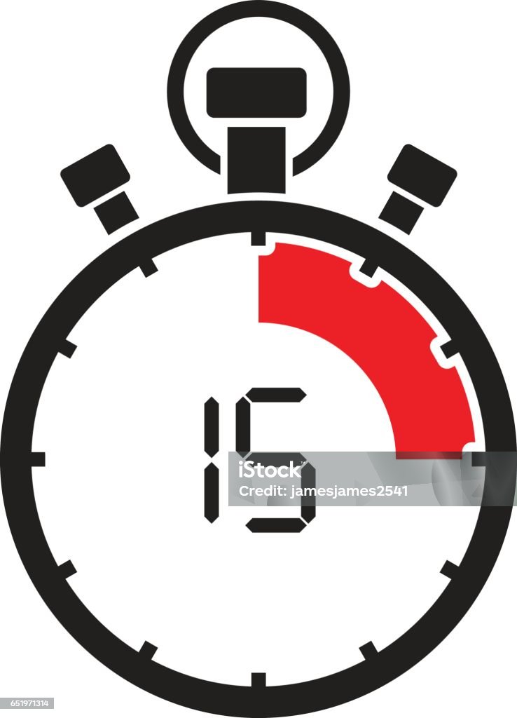 fifth teen minute stop watch countdown Minute Hand stock vector