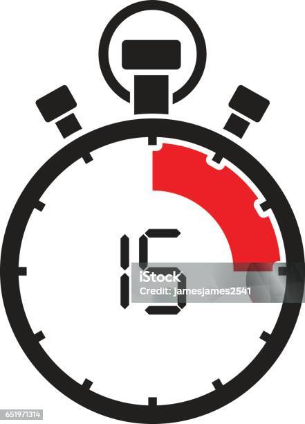 Fifth Teen Minute Stop Watch Countdown Stock Illustration - Download Image Now - Minute Hand, Number 15, Accuracy