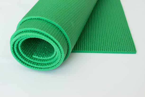 istock Green Yoga Mat on white background. 652124892