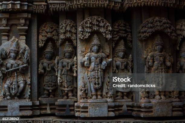 Deity Sculpture Under Eves On Shrine Outer Wall In The Chennakesava Temple At Somanathapura Karnatakaindia Asia Stock Photo - Download Image Now