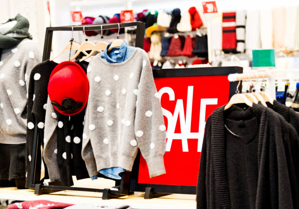 Sale signs in a clothes store