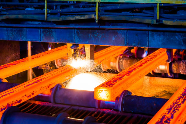 interior view of a steel factory stock photo