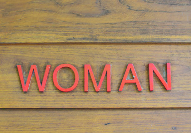 istock Woman public restroom sign 652134184