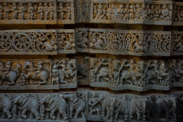 chennakesava, somanathapura, karnataka, 아시아, 인도에 가로 치료 벽 패널 구호 및 성형 프리즈 - somnathpur 뉴스 사진 이미지
