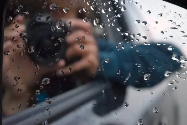 Photo of Drops on the car mirror