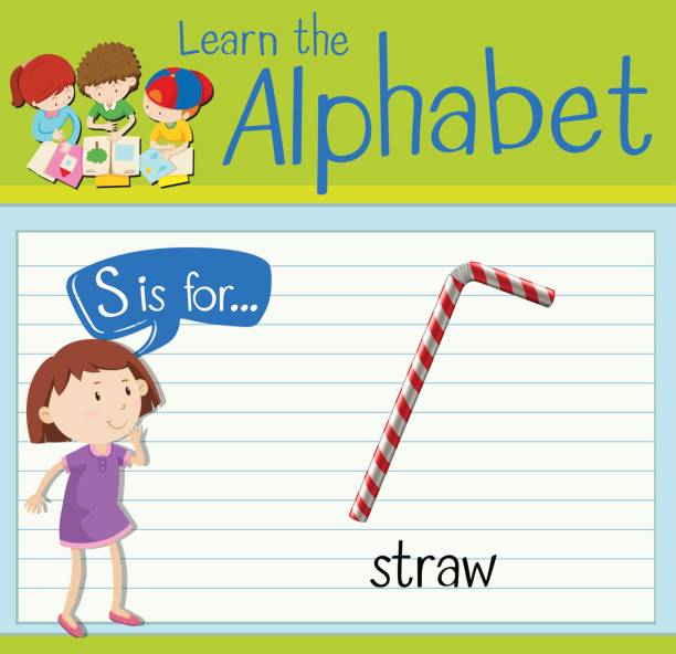 Flashcard letter S is for straw Flashcard letter S is for straw illustration white flash card stock illustrations