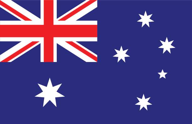 illustrazioni stock, clip art, cartoni animati e icone di tendenza di in australia  - australian flag