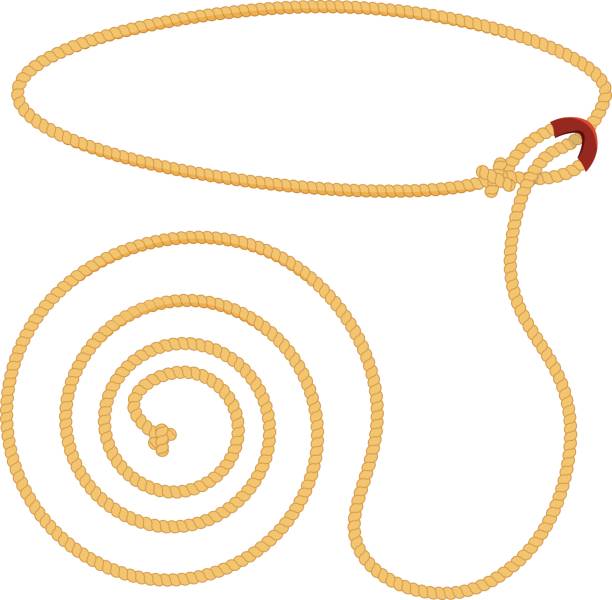 올가미 벡터 삽화 흰색 배경에 분리된 - rope circle lasso twisted stock illustrations
