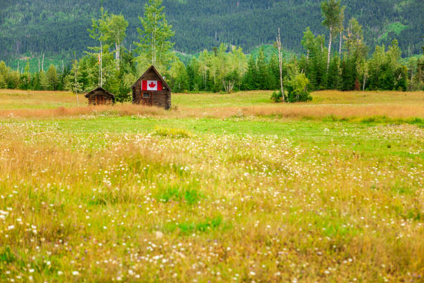 Old homestead with Canadian flag