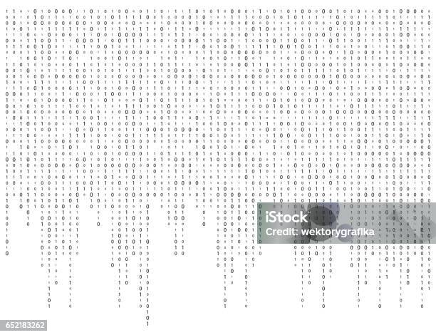 Binary Code Zero One Matrix White Background Beautiful Banner Wallpaper Stock Illustration - Download Image Now