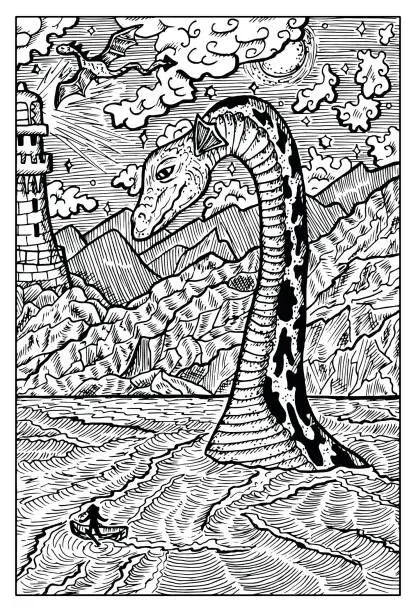 Vector illustration of Loch Ness Lake Monster Nessie