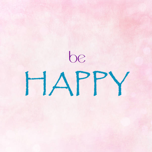 BE HAPPY on pink pastel background