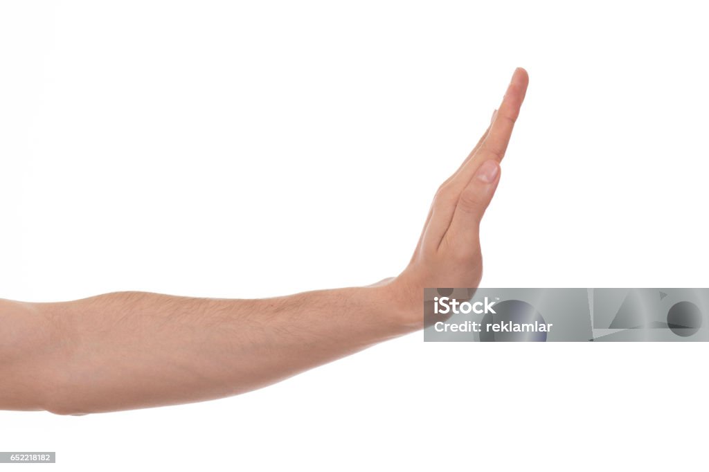 Stop it Human Hands Pushing Stock Photo