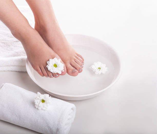 Foot spa on white background stock photo
