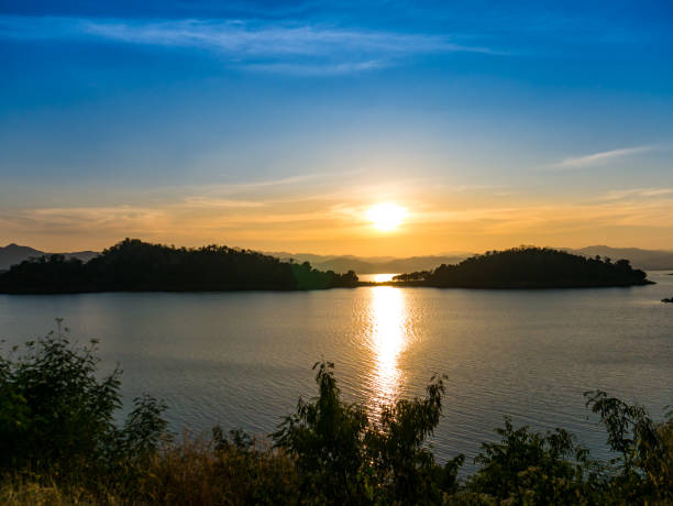 istock Beautiful sunset between two small island at dusk 652225232