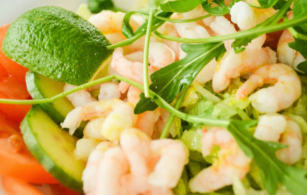 istock Green salad with shrimps 652226024