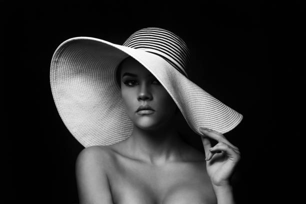 istock Young beautiful woman wearing white hat 652228978