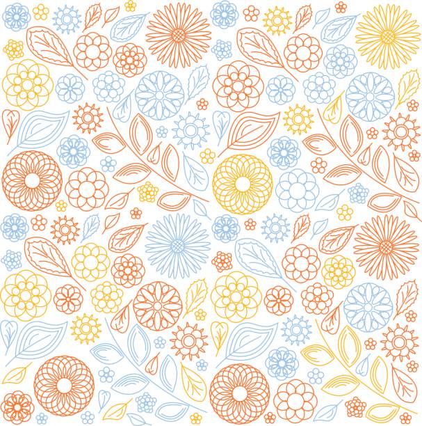 ilustrações, clipart, desenhos animados e ícones de fundo de flores abstratos em branco - pattern blossom seamless old fashioned