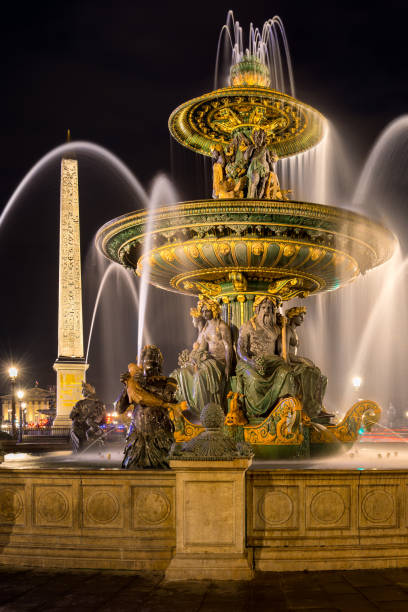 istock Place de La Concorde fountain and obelisk at night. Paris 652229850