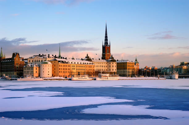 Stockholm city Winter in Stockholm with snow lake malaren photos stock pictures, royalty-free photos & images