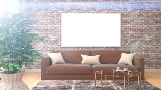 istock mock up poster frame in interior background. 3D Illustration 652233644